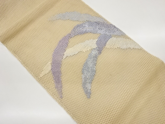 JAPANESE KIMONO / KIMONO FOR SUMMER ABSTRACT LEAF PATTERN WOVEN NAGOYA